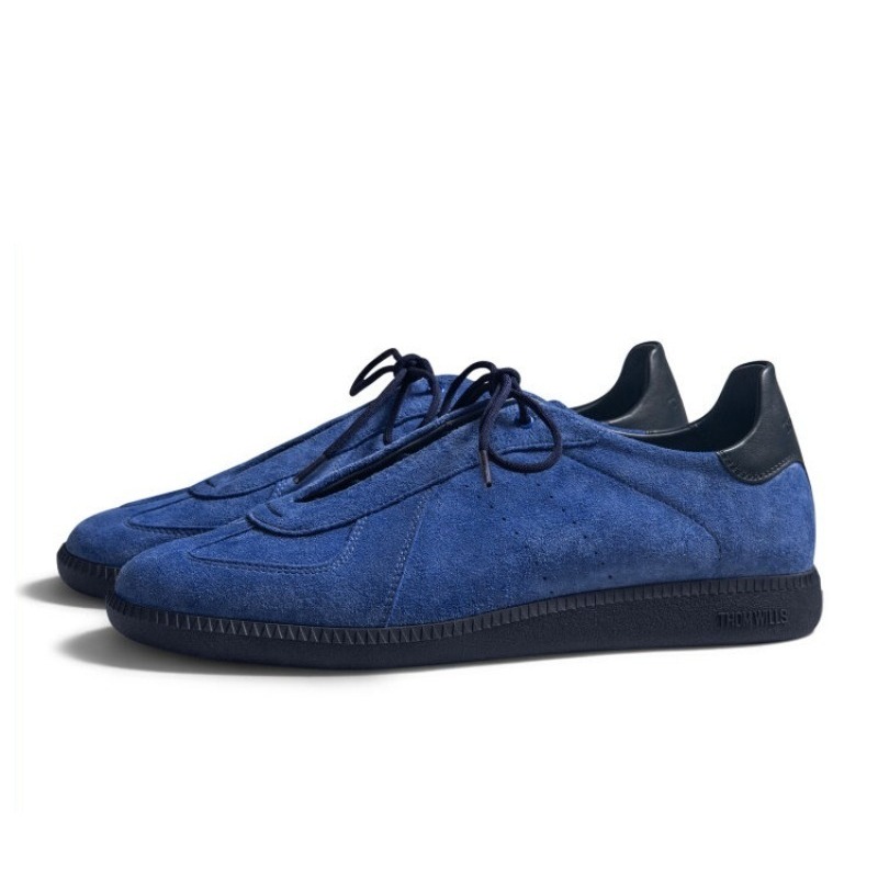Leatherwork Training - Luxury Cowhide Sneakers Blue Cow Suede