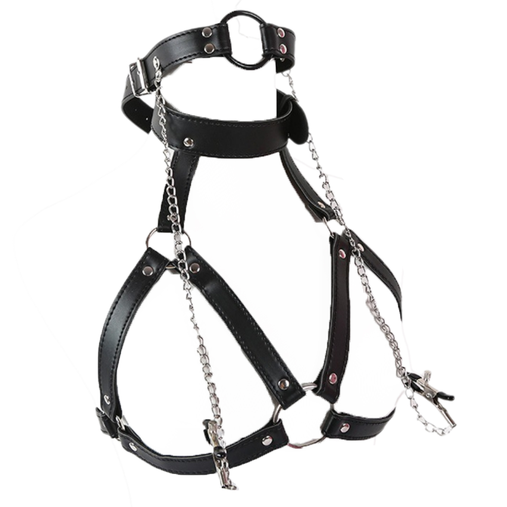 PU Leather Bondage Choker Coll - Leatherwork Clamp ulasan dan harga