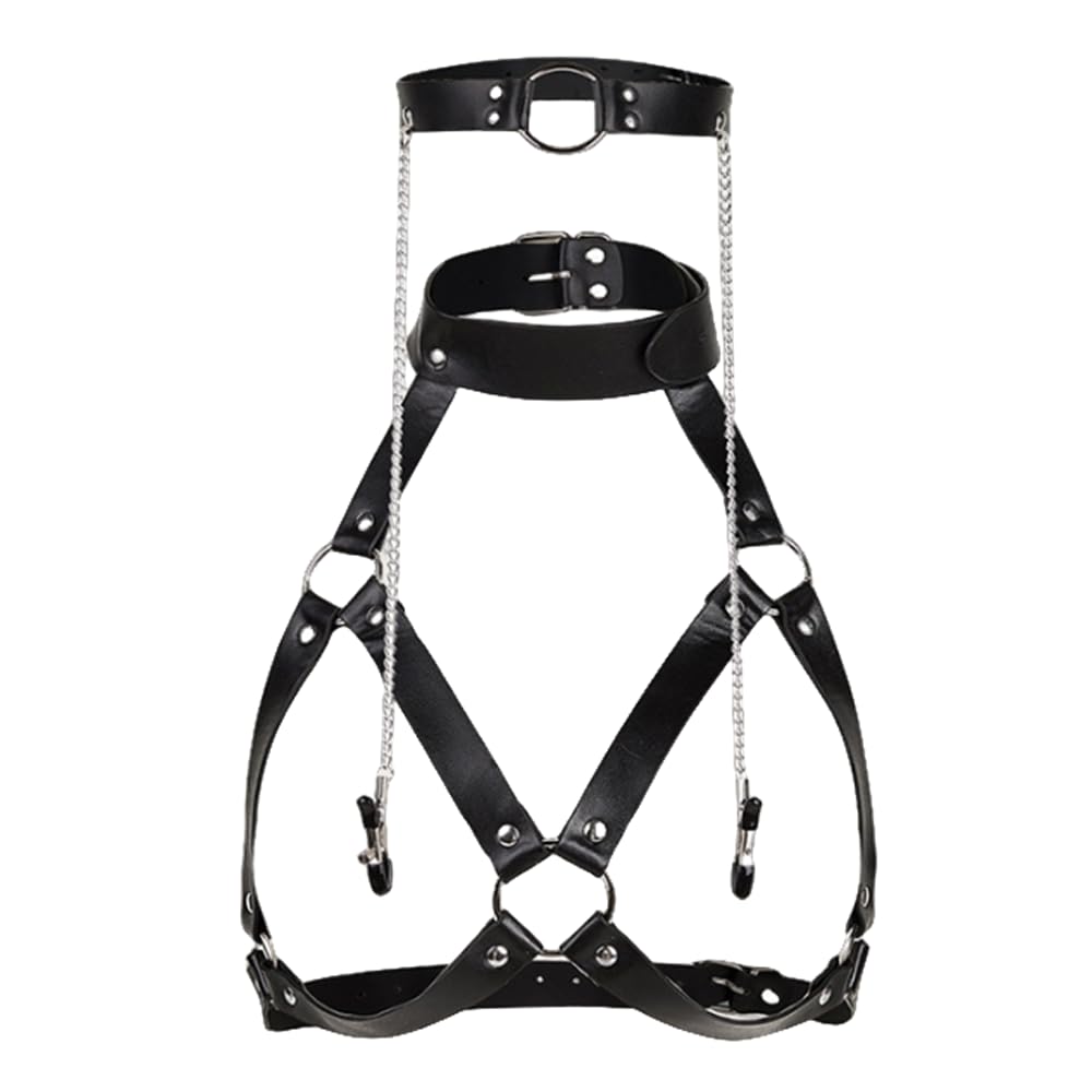 PU Leather Bondage Choker Coll - Leatherwork Clamp ulasan dan harga