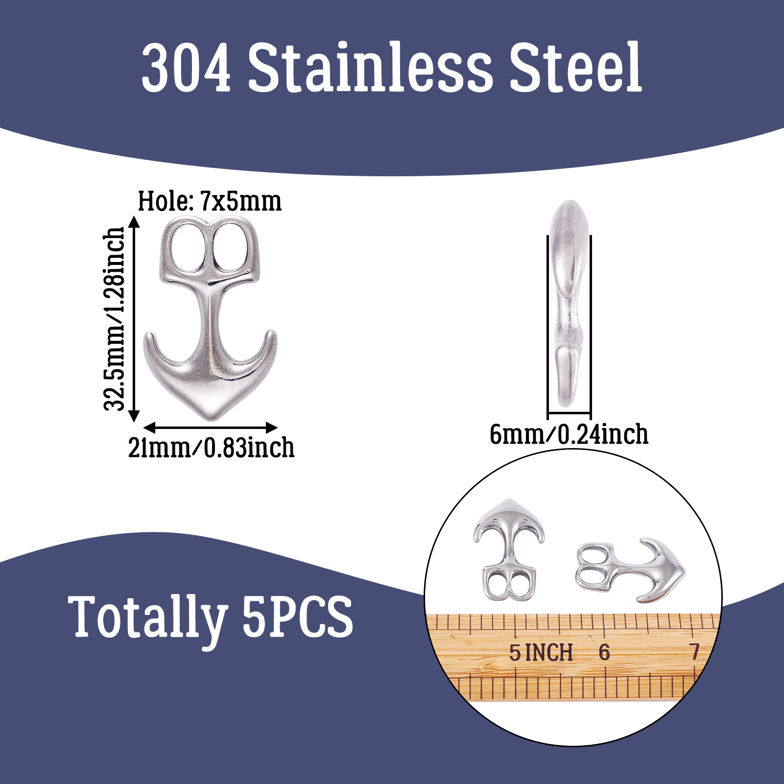 5pcs Anchor Hook Clasps 304 St - Leatherwork Diy ulasan dan harga