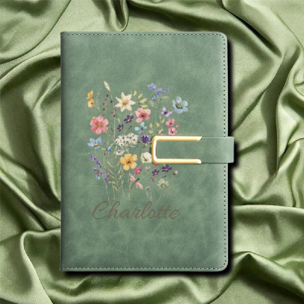 A5 Floral Monogram Custom Name - Leatherwork Journal ulasan dan harga